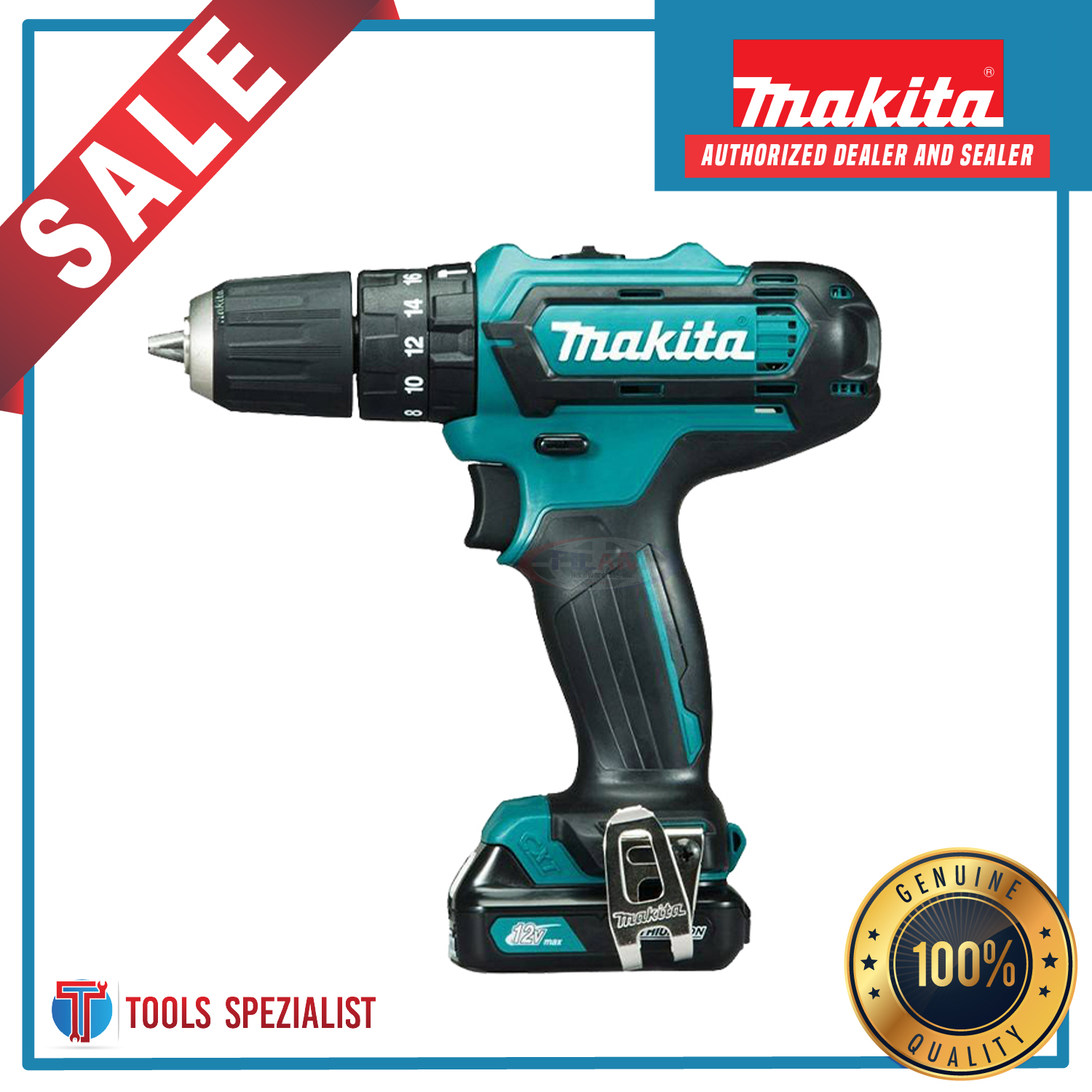 TS PROMO - Makita HP331 DWYE Cordless Hammer Driver Drill 3/8" Max 12V CXT Kit SET ** FREE gloves / spectacles