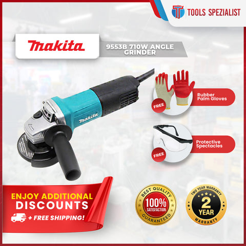 TS PROMO - Makita 9553B 710W Angle Grinder ** FREE gloves / spectacles / grinding disc