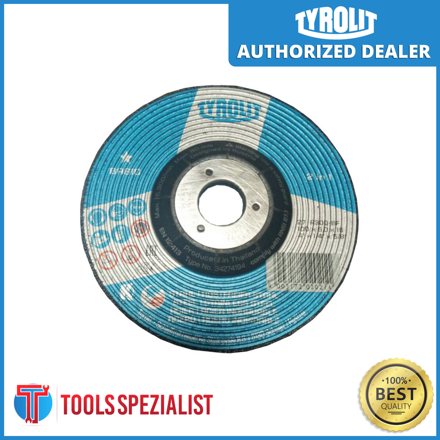 TYROLIT PREMIUM GRINDING DISC STEEL 4"