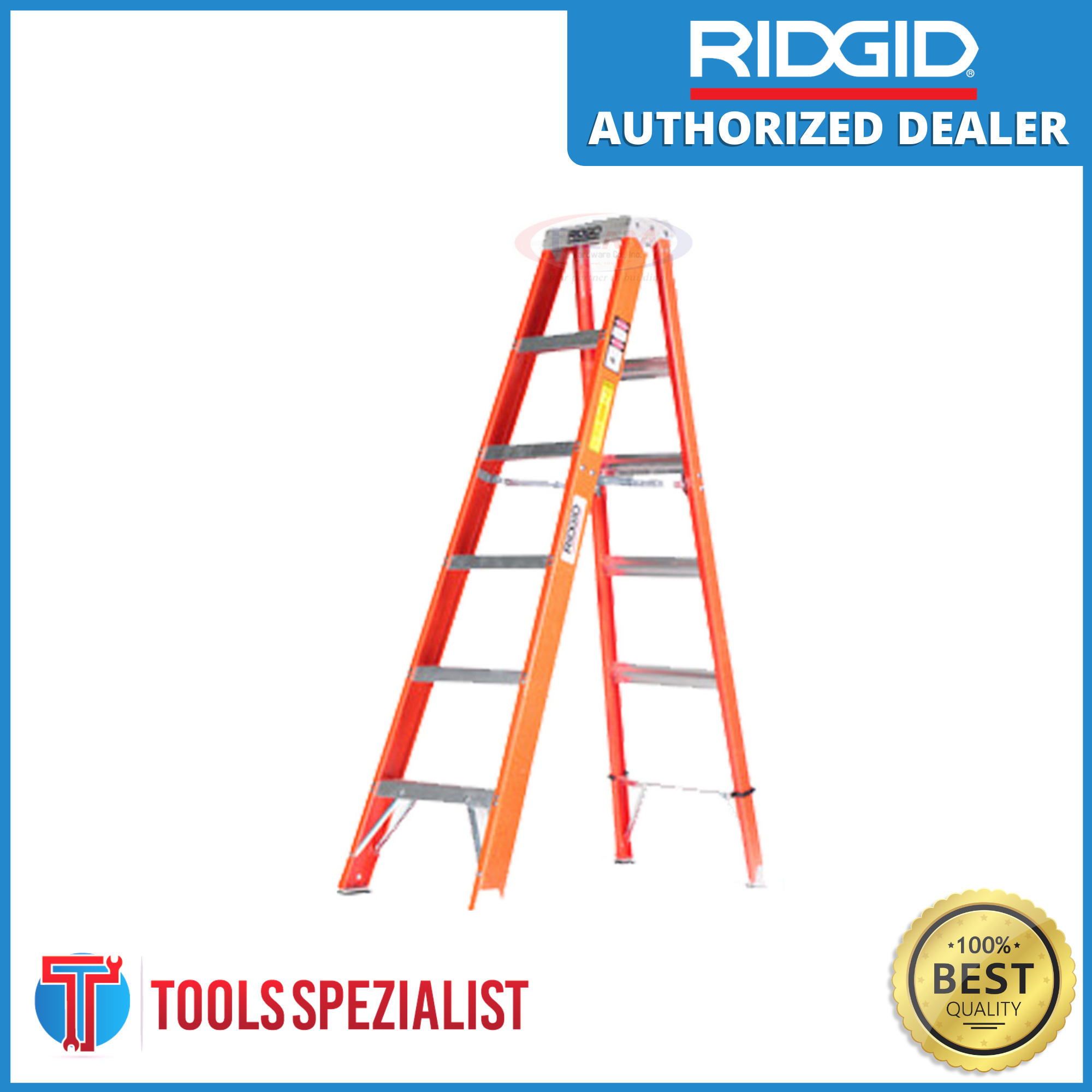 Ridgid Fiberglass Step Ladder Orange 4FT