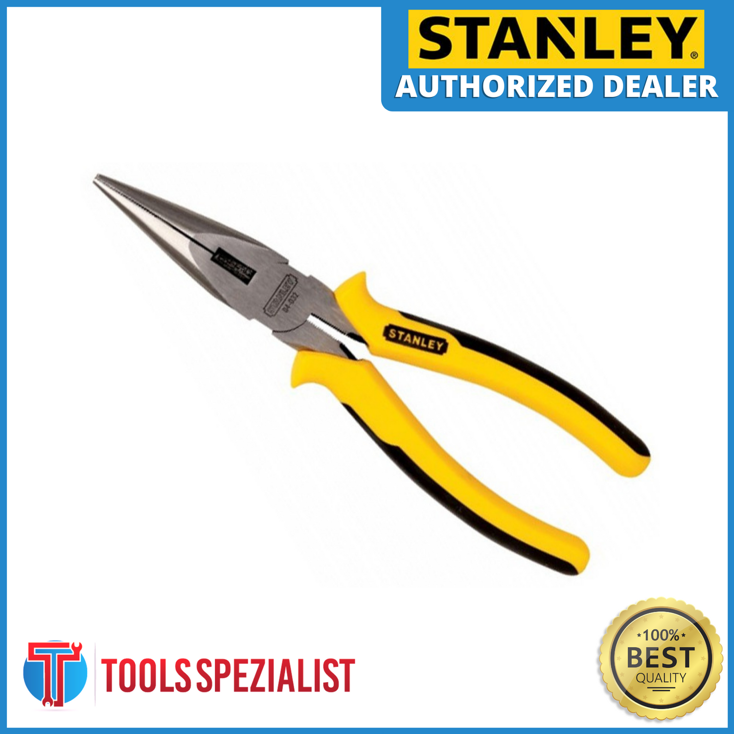 STANLEY LONG NOSE PLIER 8" 84102/84032