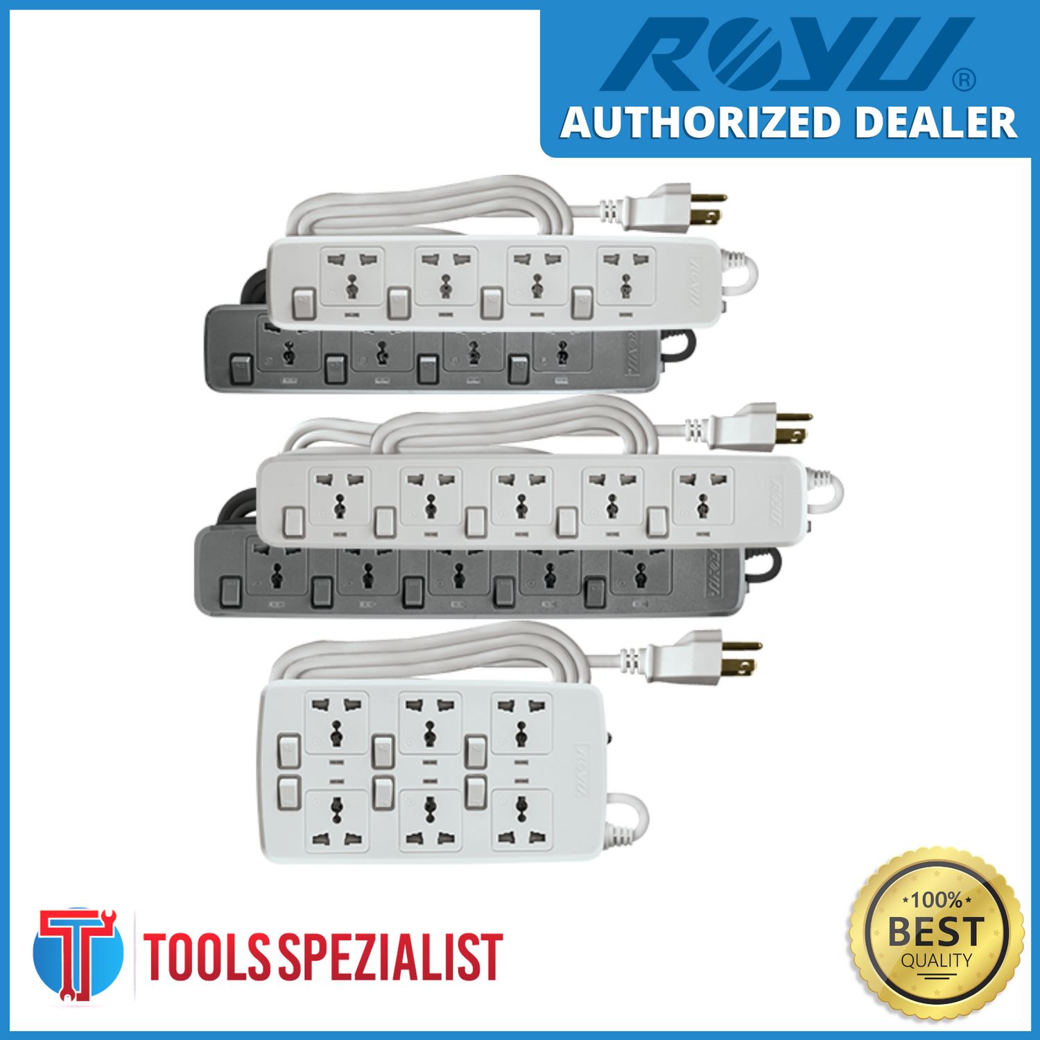 Royu Power Extension Cord One Individual Switches 4 Gang REDEC704